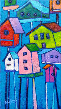 Birdhouse Rainbow Row